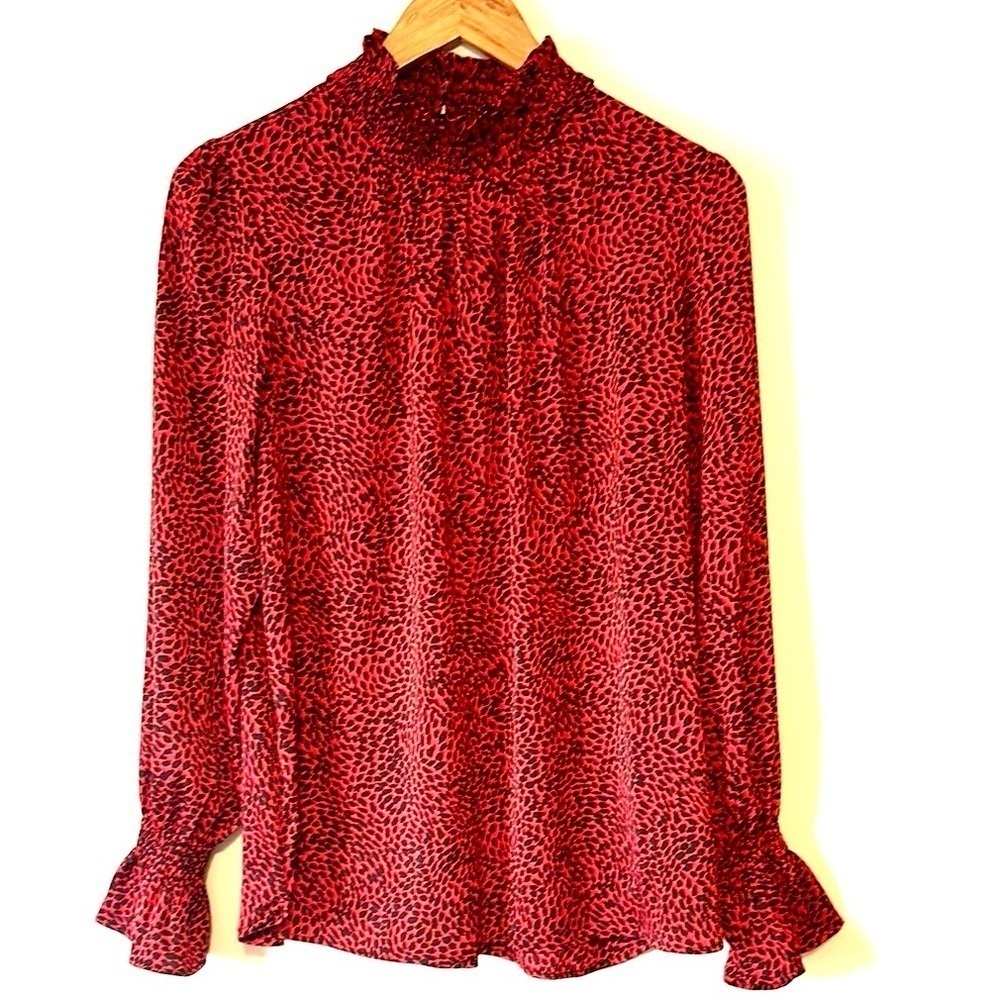 H&M Mock Turtleneck Flutter Long Sleeve Blouse